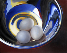eggs in silver bowl