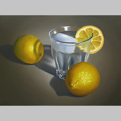 water glass with lemon
